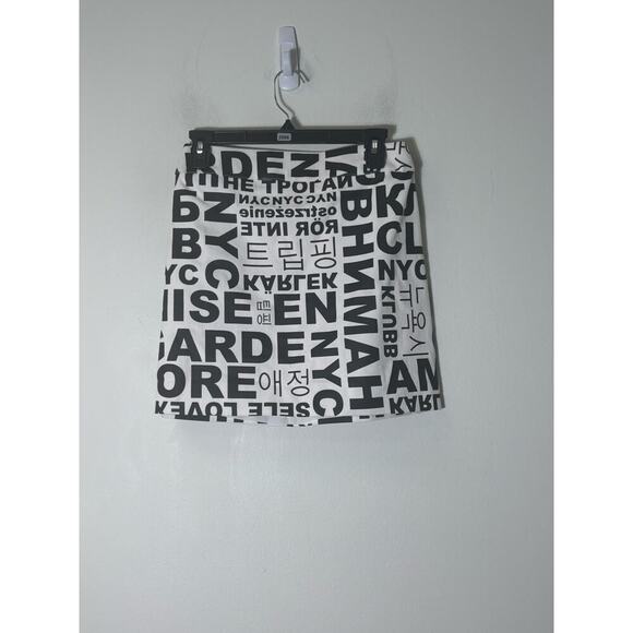 Atelier Nicole Miller Black White Text Print Mini Skirt Size 4 - Picture 2 of 2